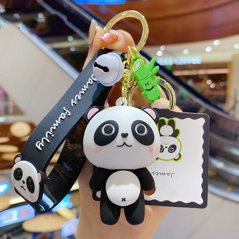 Imagem -05 - Pvc Cartoon Animal Família Chaveiro Tigre Leão Gato Dinossauro Panda Coelho Carro Chaveiro Bolsa Pingente de Borracha Macia Boneca Presente Fornecimento