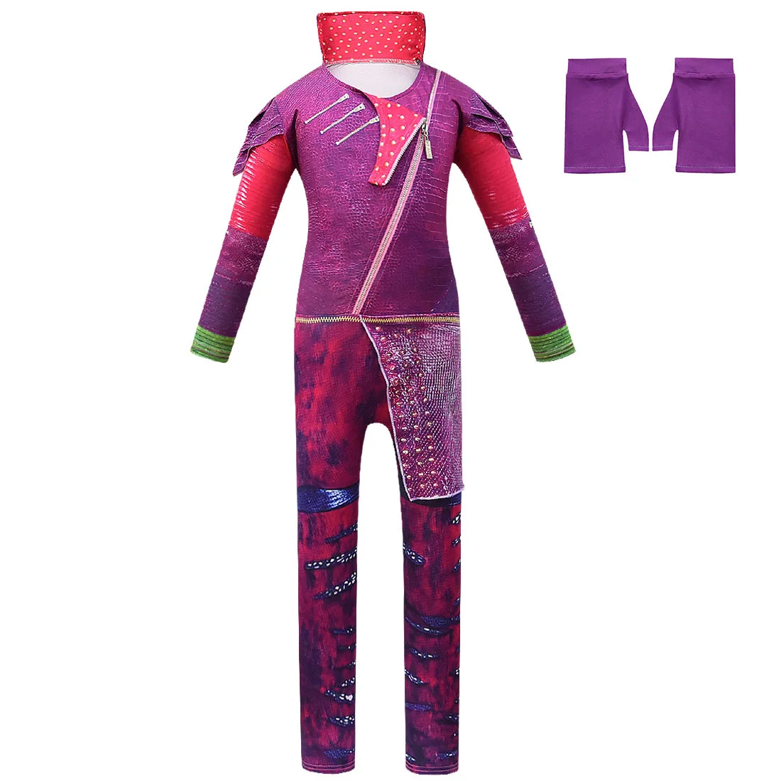 Girls Halloween Descendants Costume for Kids Descendants 3 Mal Cosplay Fantasia Costumes Fancy Party Girls Bodysuit Wig Gloves