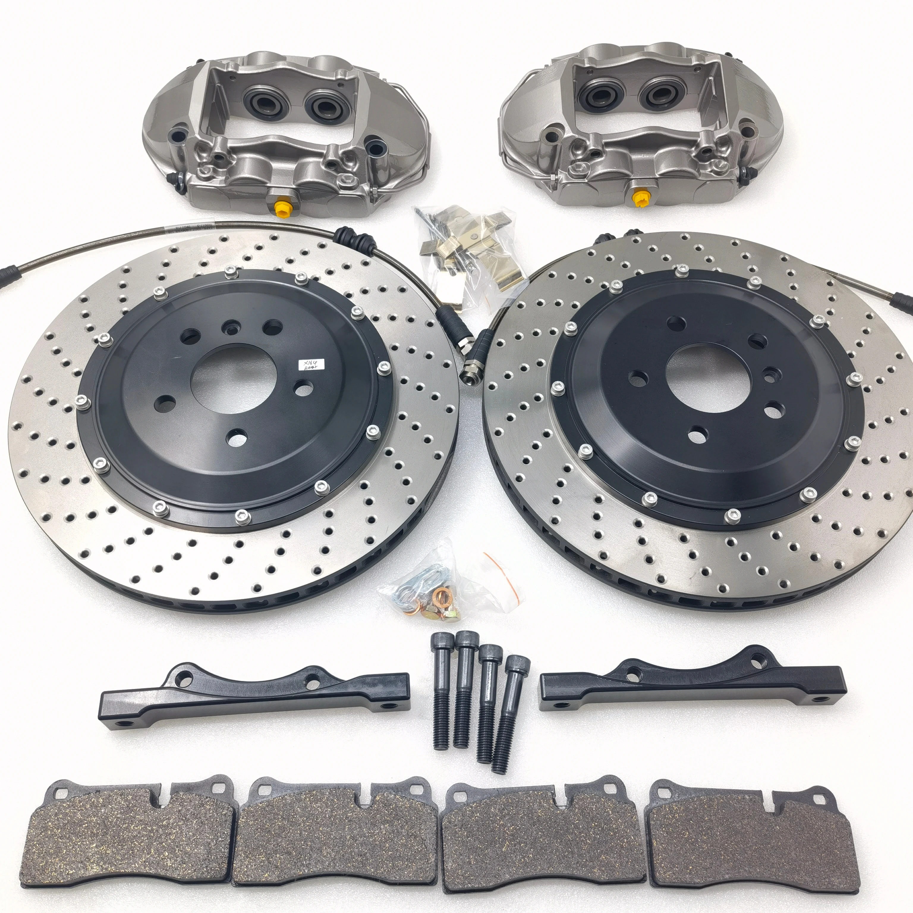 Jekit performance Brake System Blue caliper GT4 380*28mm Drilled Lines Disc Kit For 2016 cadillac Escalade rear