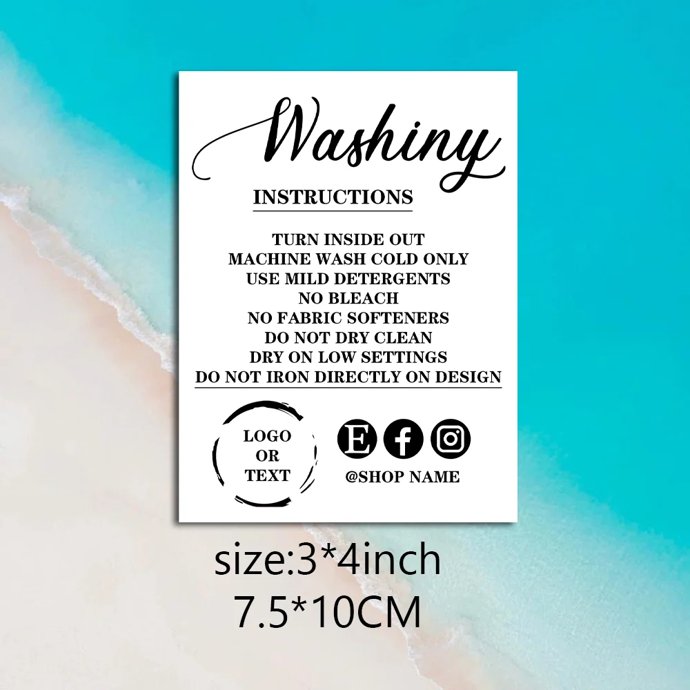 

Custom Washing Instructions, Simple Minimalist Insert Card, Clothing Care, Modern