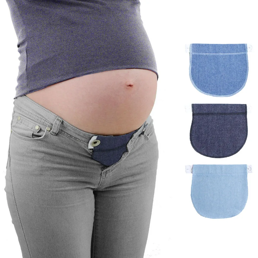 Conjunto de 3 piezas de maternidad, pretina de algodón elástica, extensor de cintura, pantalones para embarazadas, cinturón para el vientre