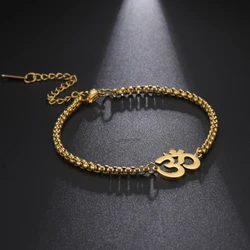 Cazador Stainless Steel Buddhism Hindu Yoga Om Hand Bracelet for Women Girls Wedding Birthday Gifts Charm Jewelry Wholesale 2024