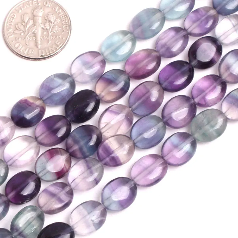 Natural Stone Fluorite Oval Drip Beads For Jewelry Making Strand 15 Inch DIY Fashion Bracelet Women Gifts 8 10 14mm