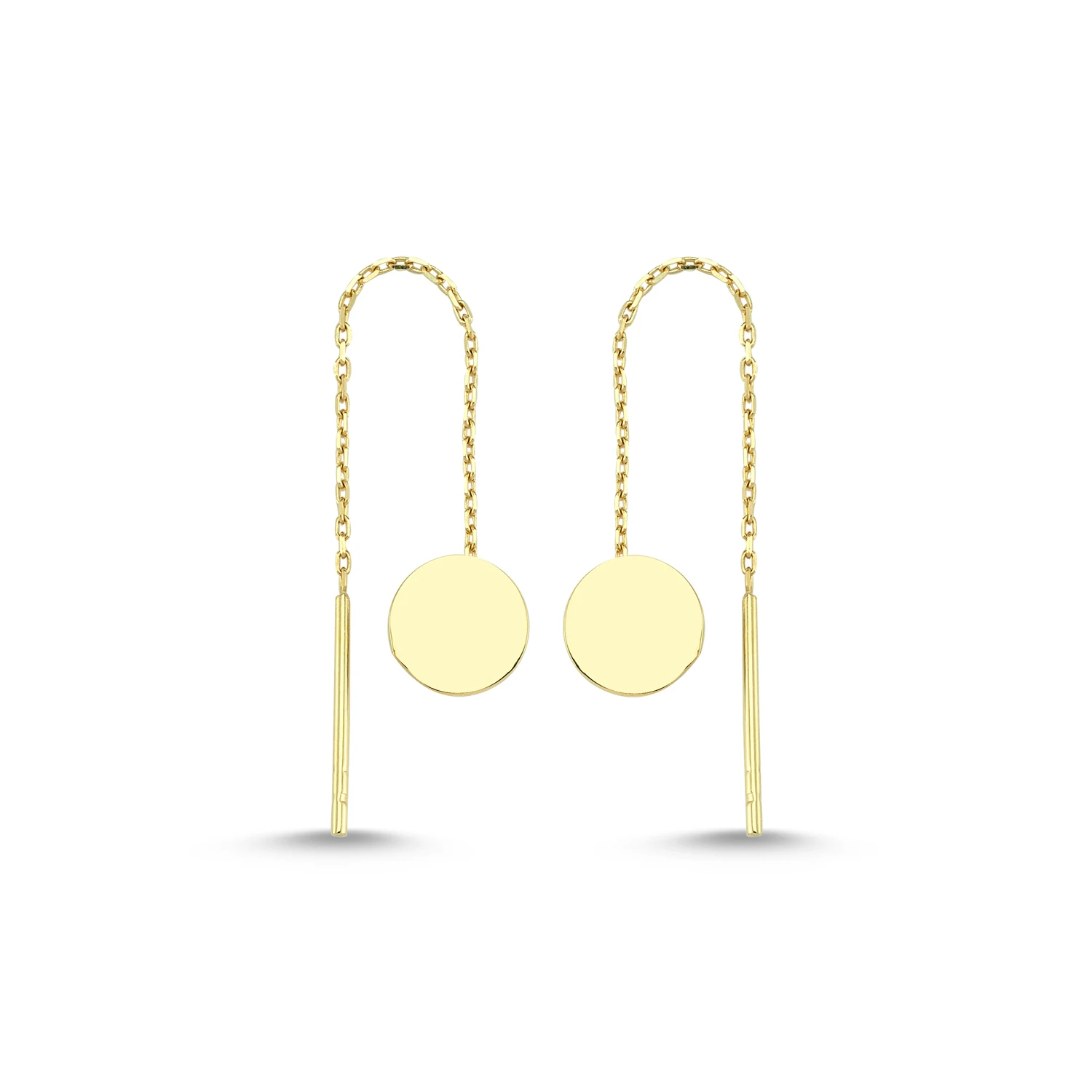 

14K Real Gold Eardrops Mini Round Earrings