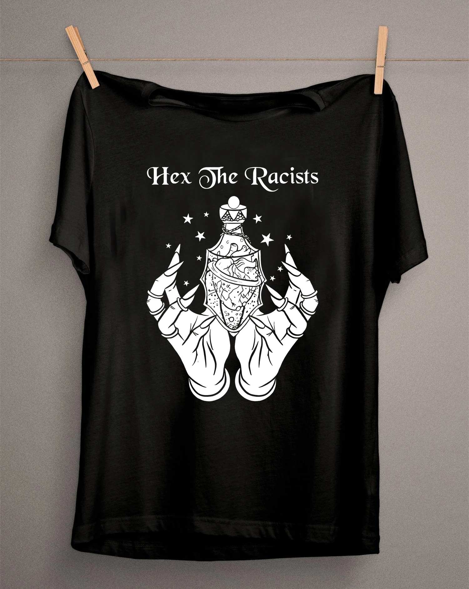 Hex The Racists T-Shirt Anti Racism Shirt Equality BLM Tees Cool Gothic Shirt Black Magic Witchcraft tshirt Punk Hipster Tops