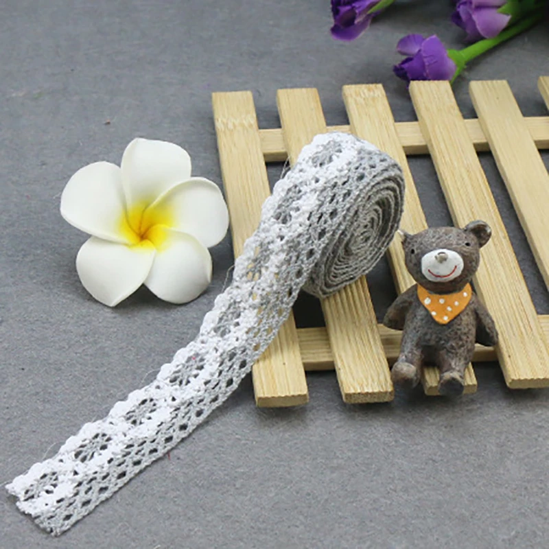 (5 Yards) 4.5M Colorful Sewing Fabric DIY Trim Cotton Crocheted Lace Ribbon Hand garment Accessories DIY Material 2.5cm width