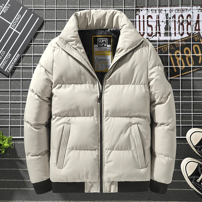 Men Jacket Winter 2023 New Fashion Male Casual Hooded Outwears Coat Warm Fur Parka Overcoat Men\'s Solid Thick Zipper Jackets