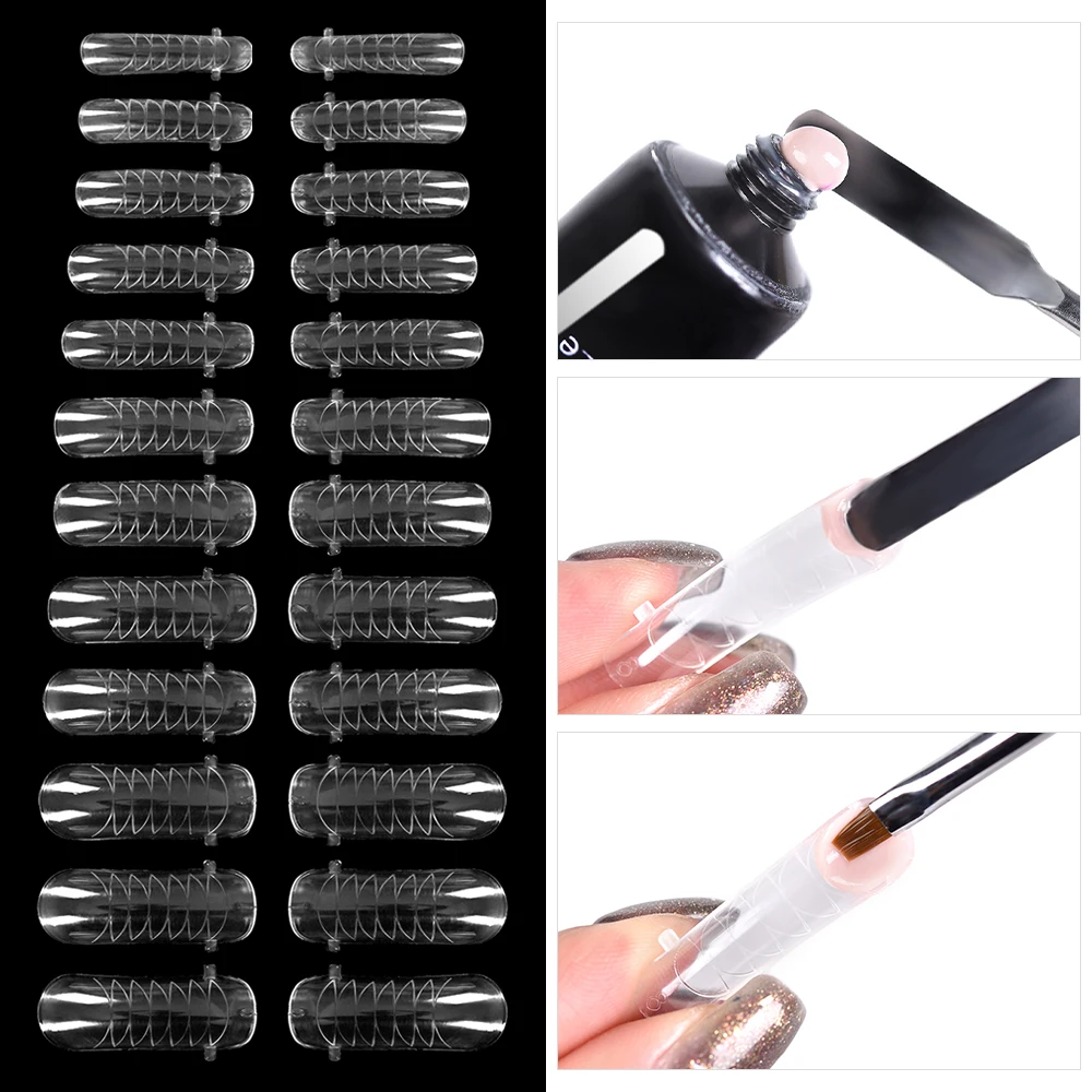 KADS 120 Pcs Quick Building Mold Nail Tips Dual Form False Nails Reusable Clear Manicure Tools for Extension Gel Nail Art