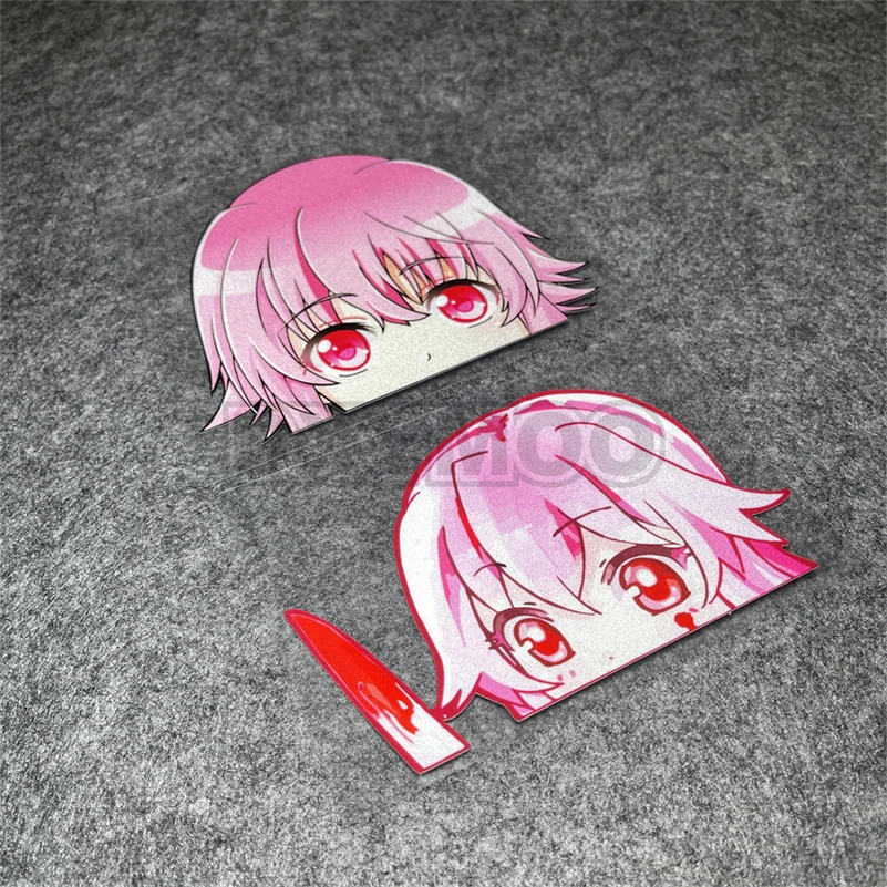 Car Electric Motorcycle Decal for Anime Yuno Gasai Future Diary Peeker Cartoon Girl Cute Waterproof Motor Bike Computer Sticker