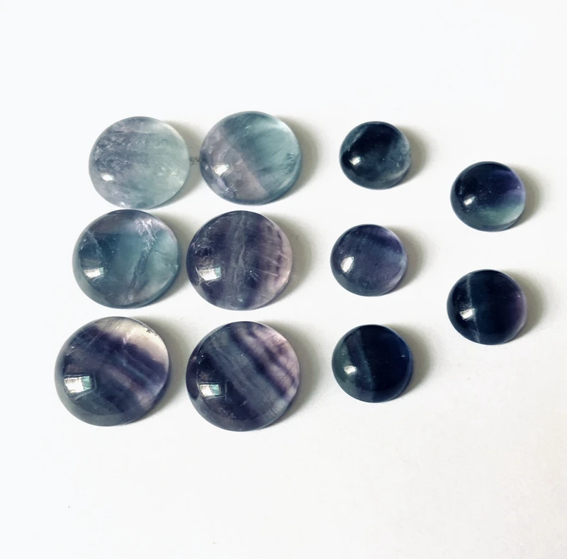 Wholesale 4pcs/lot Rainbow Fluorite Bead cabochon 8mm 10mm 12mm 14mm 16mm 20mm Round Gem stone Cabochon Ring Face