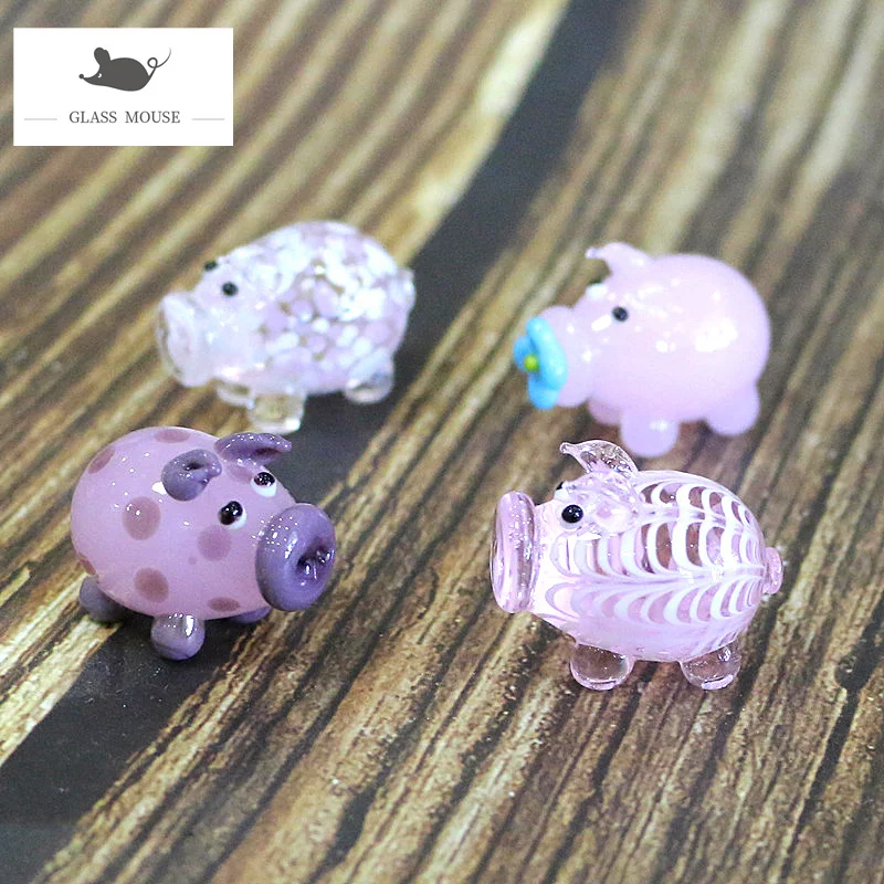 

Different Styles Murano Glass Pig Mini Figurines Cute Tiny Animal Craft Ornaments Home Fairy Garden Kid's Room Kawaii Decoration
