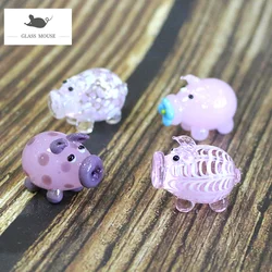 Different Styles Murano Glass Pig Mini Figurines Cute Tiny Animal Craft Ornaments Home Fairy Garden Kid's Room Kawaii Decoration