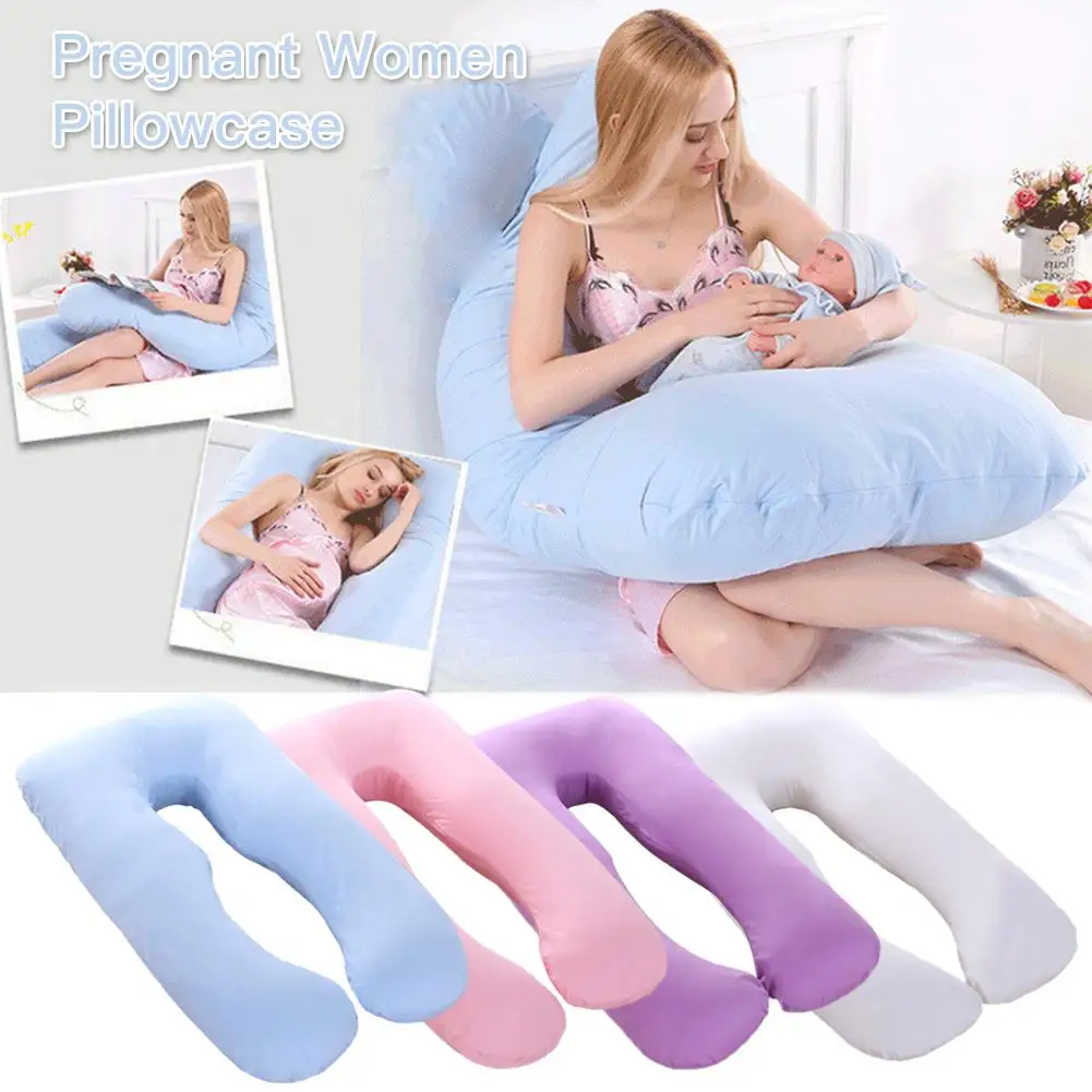 Newest European Large Pregnant Women U-shaped Maternal Cushion Cover Multi-functional Side Sleeping Cotton Pillowcase 80*160CM