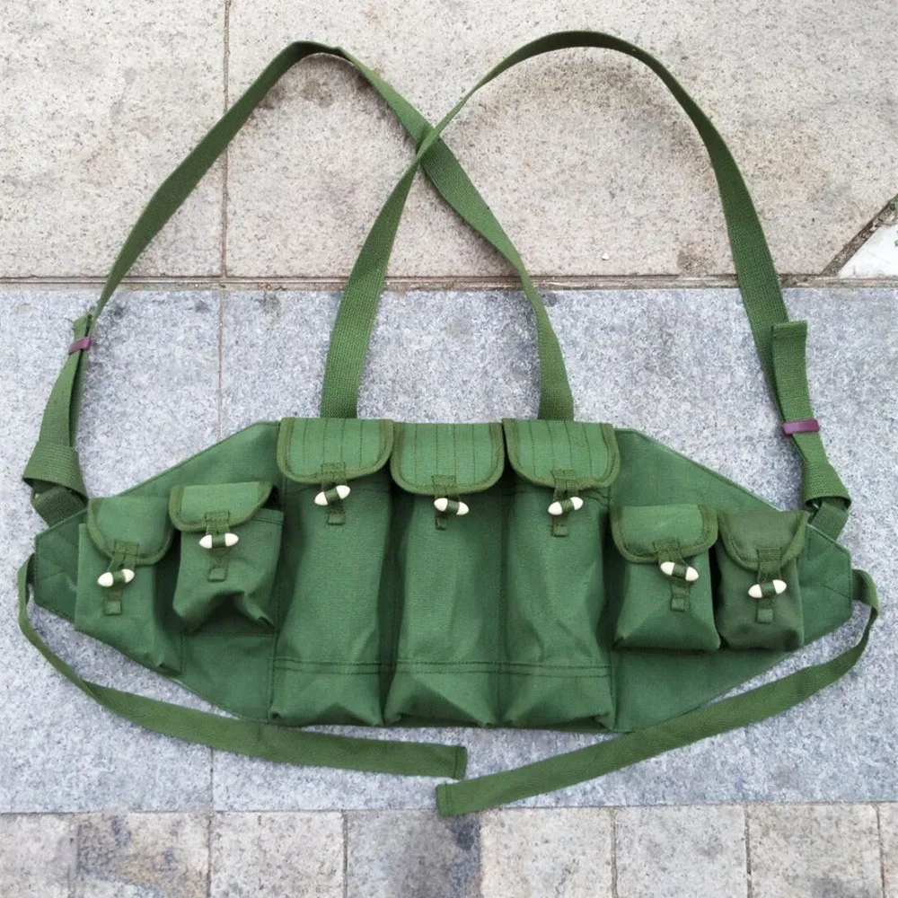 Bolsa de lona tipo ejército chino 56 1965-1985, bolsa de munición, aparejo de pecho para caza