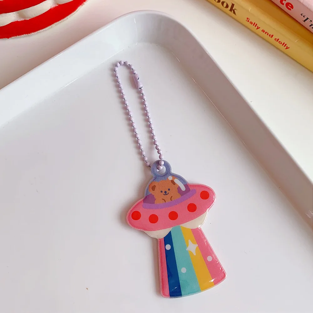 Ins Cartoon Bear Tulips Key Chain AirPods Earphone Shell Pendant Cute Bag Notebook Creative Decorative Pendant Key Management