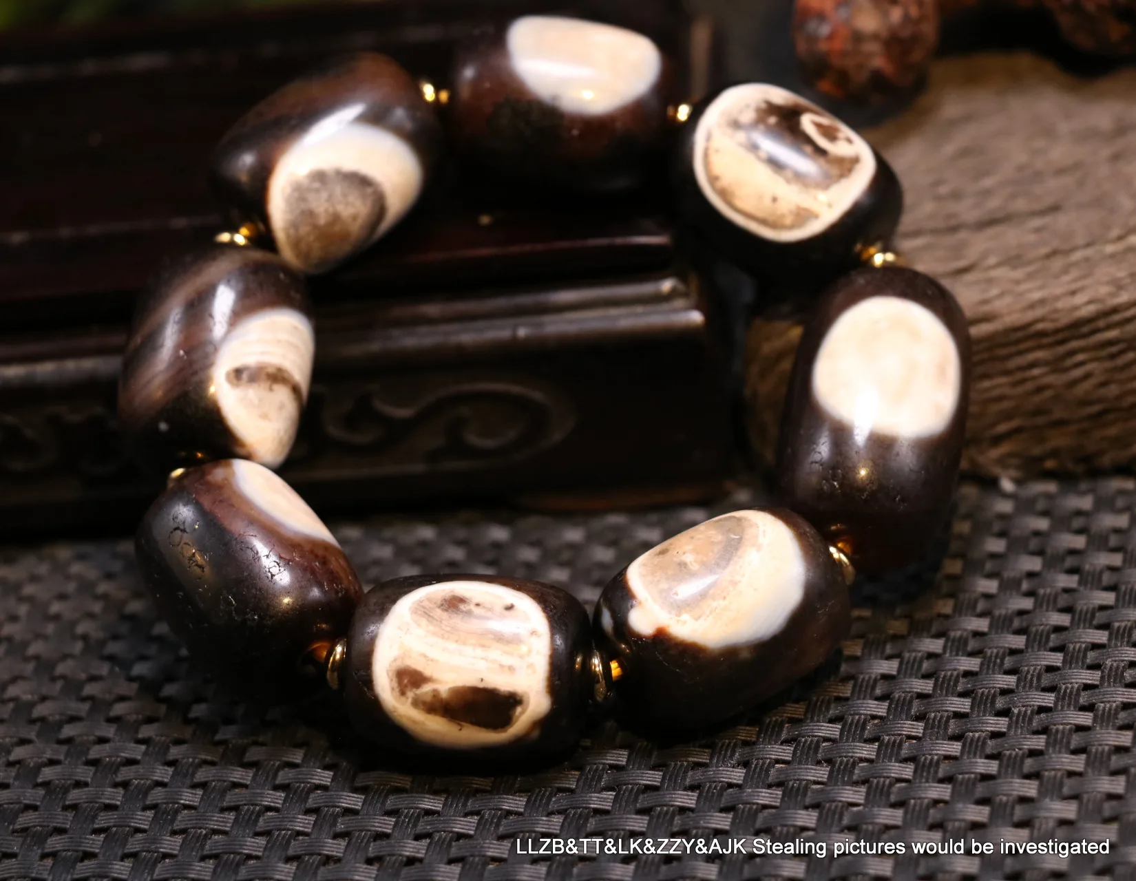 

Ultra Tibetan Top Old Agate Shinning Sun Totens dZi Bead Men's Big Bracelet Amulet 4A LKbrother Sauces Top Quality F029A