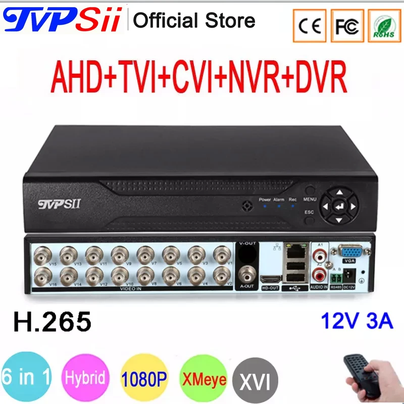 1080P CCTV Camera 1080N 16CH 16 Channel Face Detection Hybrid 6 in 1 WIFI XVI NVR TVI CVI AHD DVR Surveillance Video Recorder