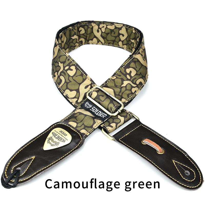 Soldier     Canvas material straps for acoustic guitars, electric guitars, and classic basses, available in a variety of colors.