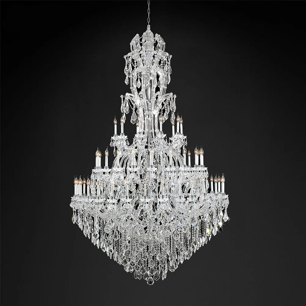 Maria Theresa Classic Chandelier Lighting LED Luxury Empire Clear Crystal Lobby Chandelier Lamp Living Room Large Light Fixture