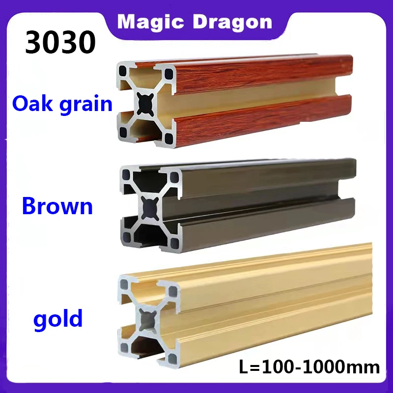 

3030 Colored Aluminum Profile European Standard 100 400 500 1000mm Anodized Extrusion 3030 Linear Rail For CNC 3D Printer Parts