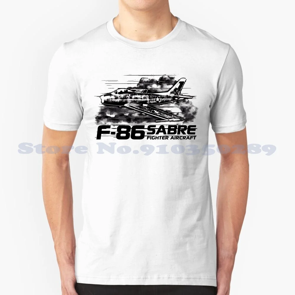 

F 86 Sabre 100% Cotton T-Shirt Fighter Plane Aircraft Jet American Ca 27 Sabre Korean War Flying Machine