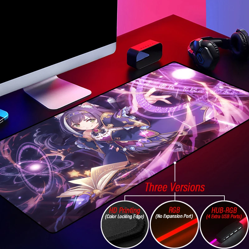 HUB 4 Port USB PC Accessories Mouse Pad Re Creative Custom Princess RGB Backlit Carpet Kid Writing Glowing Mat