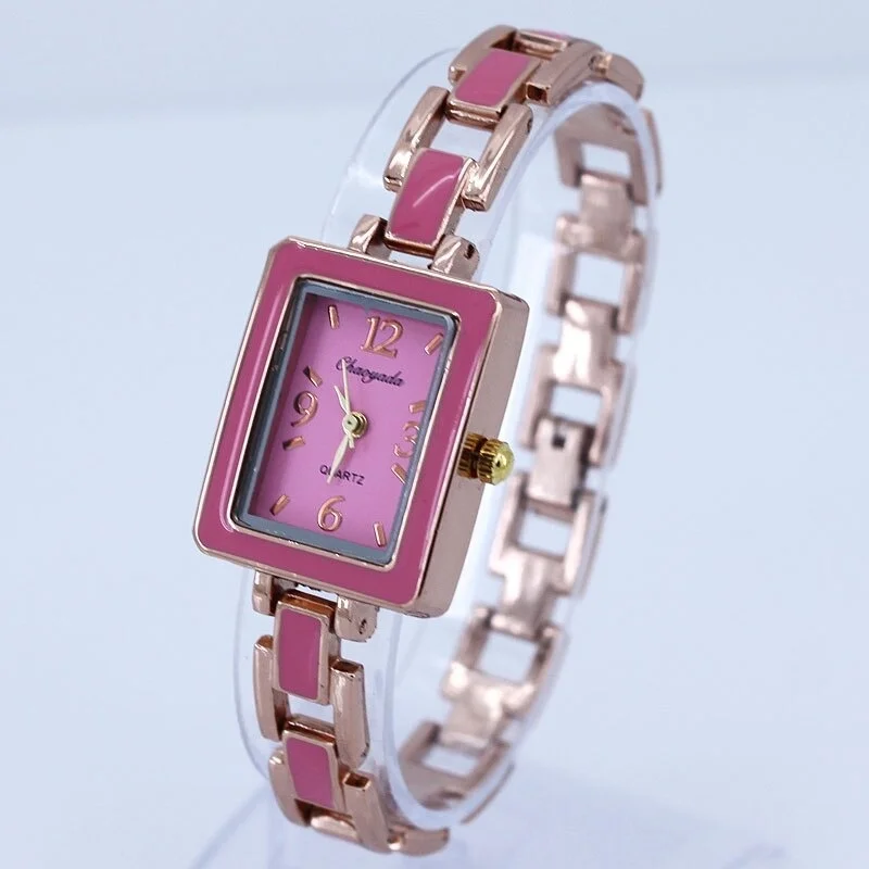 5 colori Disponibili Quadrato di Modo Della Signora Delle Donne Della Ragazza In Oro Rosa Cinturino Al Quarzo Dress Orologio Da Polso Batteria Inclusa Nuovo