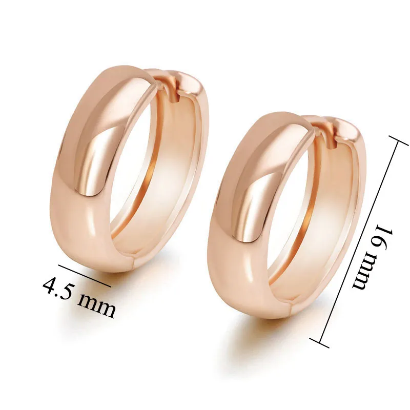 MxGxFam Classical Style Smooth Hoop Earrings For Women Girls 5 Stars Quality Gold Color 18 k