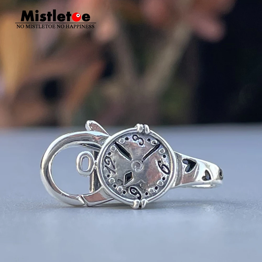 Mistletoe 925 Sterling Silver Paved Clear CZ Clock Watch Ace of Hearts Lock Clasp Jewelry