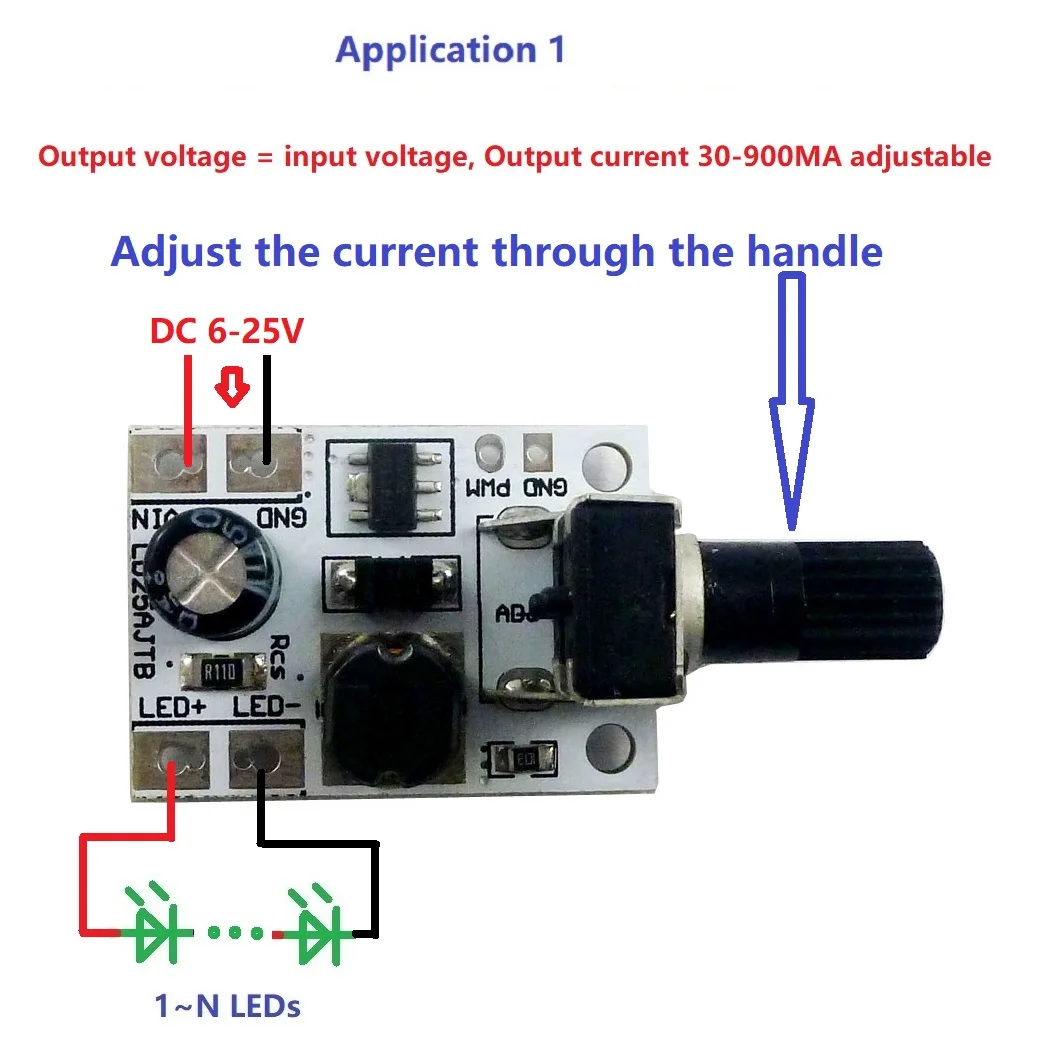 DC 6-24V 20W Adjustable Brightness LED Driver PWM Controller Step-Down Constant Current Converter