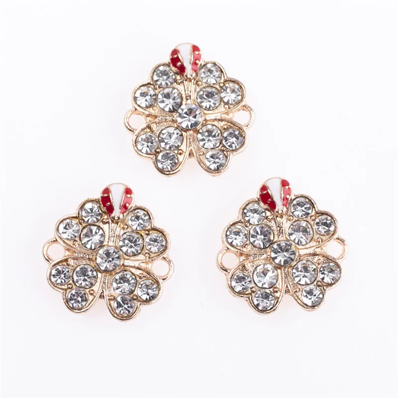 10pcs/lot Four Leaf Clover Rhinestone Connector Charms Pendants DIY Necklace Bracelet Earrings For Jewelry Making Accessories