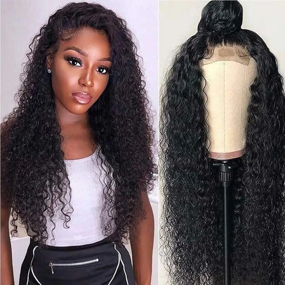 

Puromi Kinky Curly Wig 4x4 Lace Closure Wigs Pre Plucked Brazilian Non-Remy Wig With Baby Hair For Black Women 150 Density