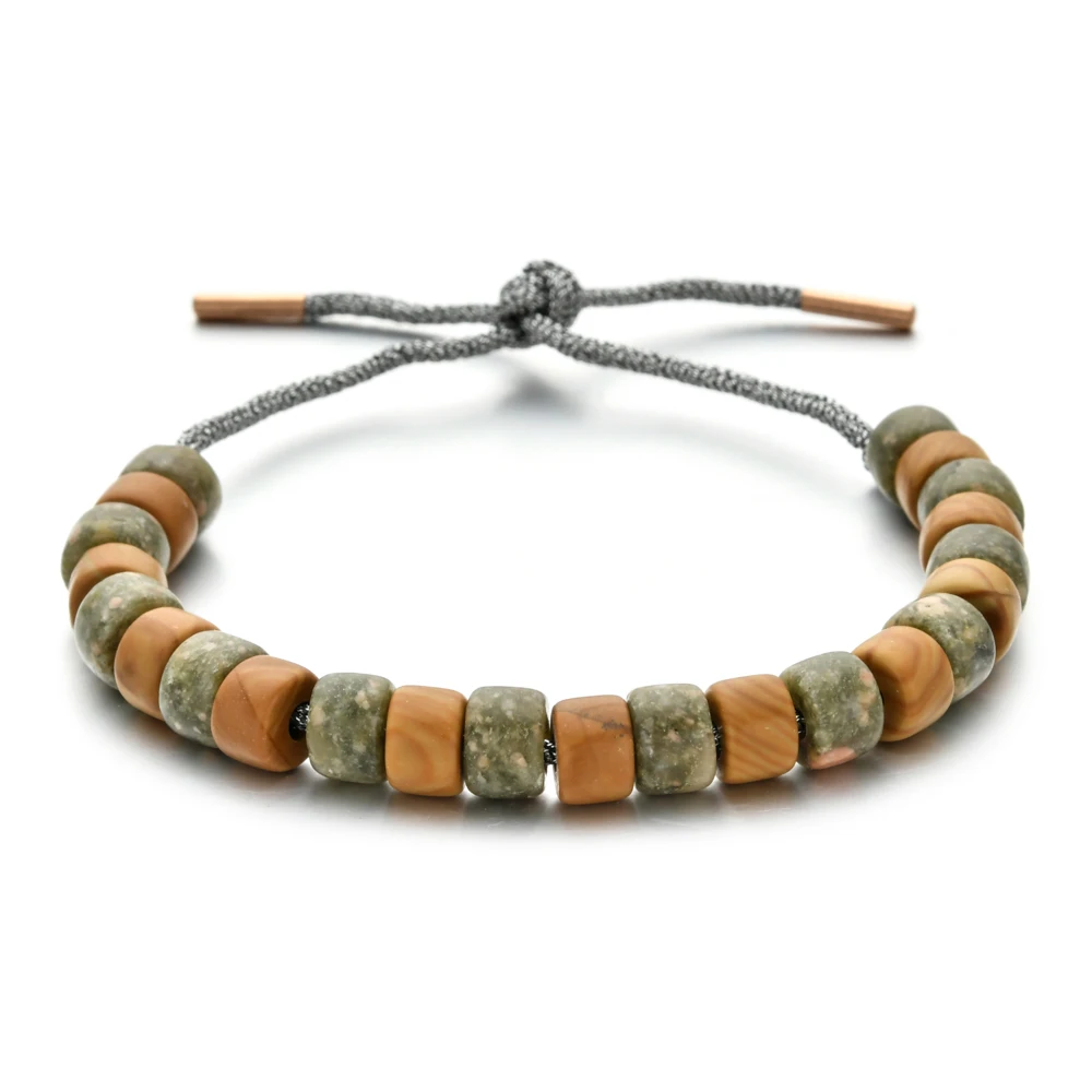 Bracciali intrecciati a mano in pietra naturale di pizzo semplice stile Boho per uomo donna gioielli braccialetto di Chakra elasticizzato con