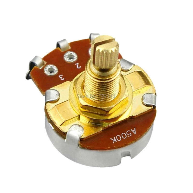 1Pc Gold Full Size Long Split Brass Shaft ELectric Guitar Bass Volume Tone Control Pots Potentiometer A500K Whosale&Dropship