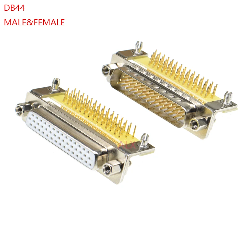 1PCS Gold plated DB44 MALE FEMALE PCB Mount serial port CONNECTOR RIGHT ANGLE D-Sub CONNECTORS 44pin plug jack 3 Rows 44 PIN 44p