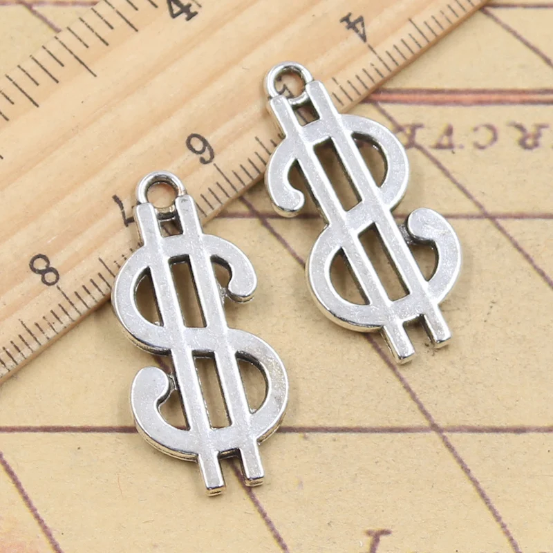 10pcs Charms Big $ Dollar Money Sign 33x26mm Tibetan Silver Color Pendants Antique Jewelry Making DIY Handmade Craft