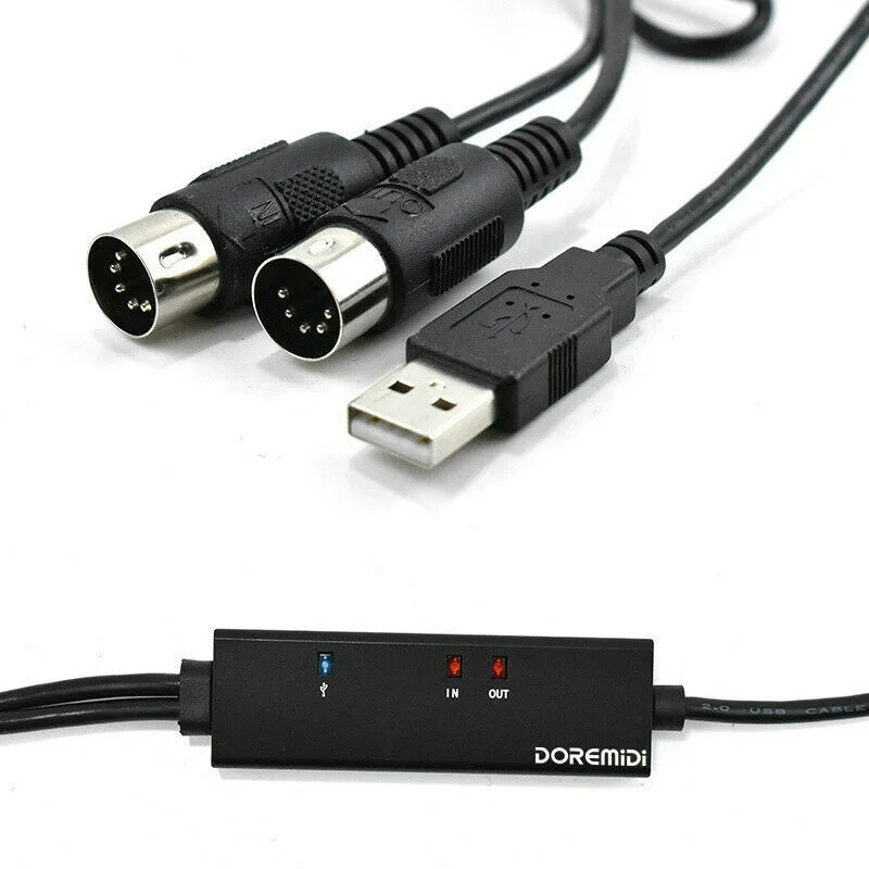 Cable MIDI de 5 pines macho A USB tipo C, convertidor USB MIDI con luz indicadora para MacBook y Android