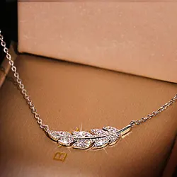 JUWANG DeLicate Micro Inlaid Zircon Leaves Clavicle Necklace for Women Elegant Luxury Temperament Romantic Accessories Jewelry
