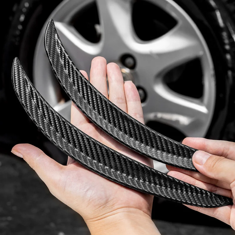 2PC Auto Carbon Fiber Rubber Fender Arch Wheel Eyebrow Protector Sticker Anti-scratch Strip Moulding Trim for Universal Car