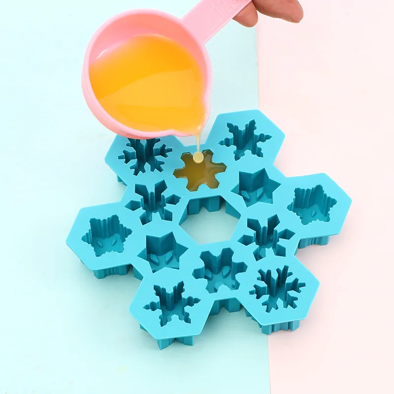 Christmas Snowflake Ice Lattice Chocolate Silicone Mold 12 Lattice 6 Different Styles Snowflake Mold Ice Cube Maker