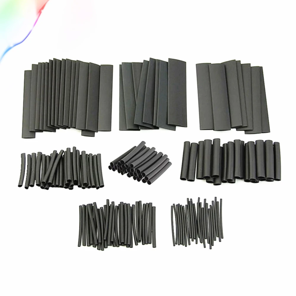 

127Pcs Assorted Polyolefin Heat Shrink Tubing Tube Cable Sleeves Wrap Wire Set 8 Size Multicolor/Black