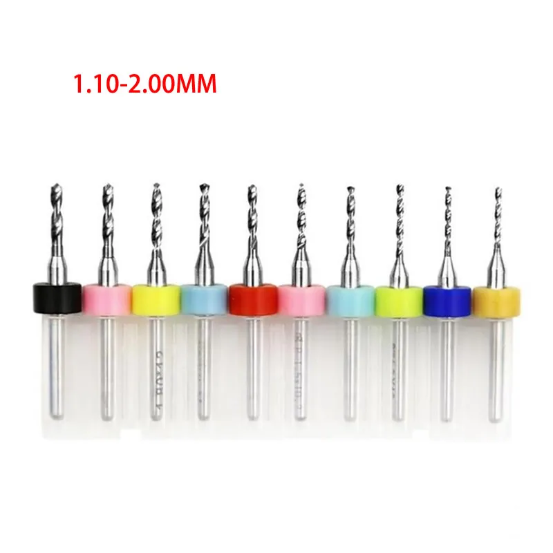 10pcs 0.1mm-3.0mm 3.175mm 1/8'' Tungsten Carbide PCB Drill Bits Print Circuit Board Mini CNC Drilling Bit Set Engraving Tools