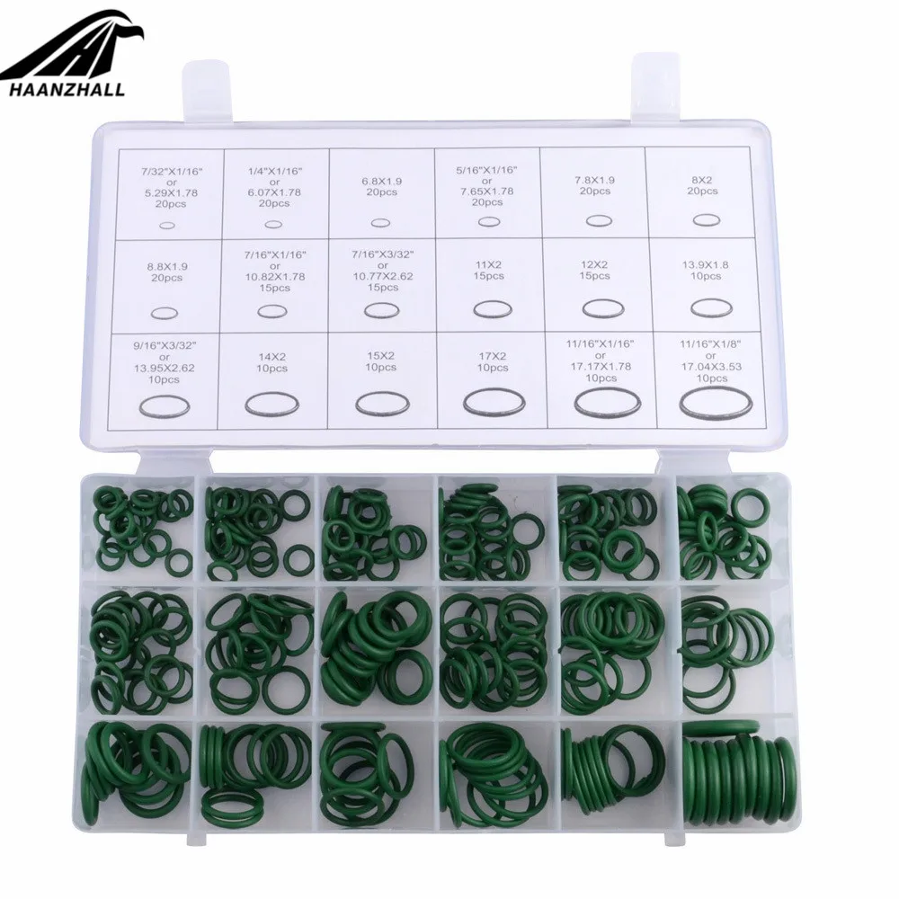 270pcs Rubber O Ring Washer Seals Air Conditioning O Ring Seals Washer Kit Green Metric O ring Seals Nitrile