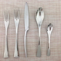 Silver 5Pcs/Set Portable Reusable Cutlery Dinnerware Set Knife Fork Spoon Dessert Fork Teaspoon Set Stainless Steel Dropshipping