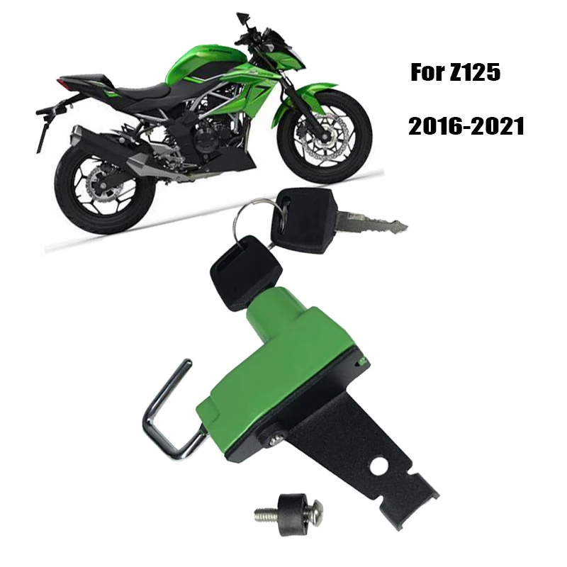 

For KAWASAKI Z125 Z 125 2016-2021 2019 2020 Helmet Lock Anti-theft Security Aluminum Alloy Mount Hook with 2 Keys Motorcycle