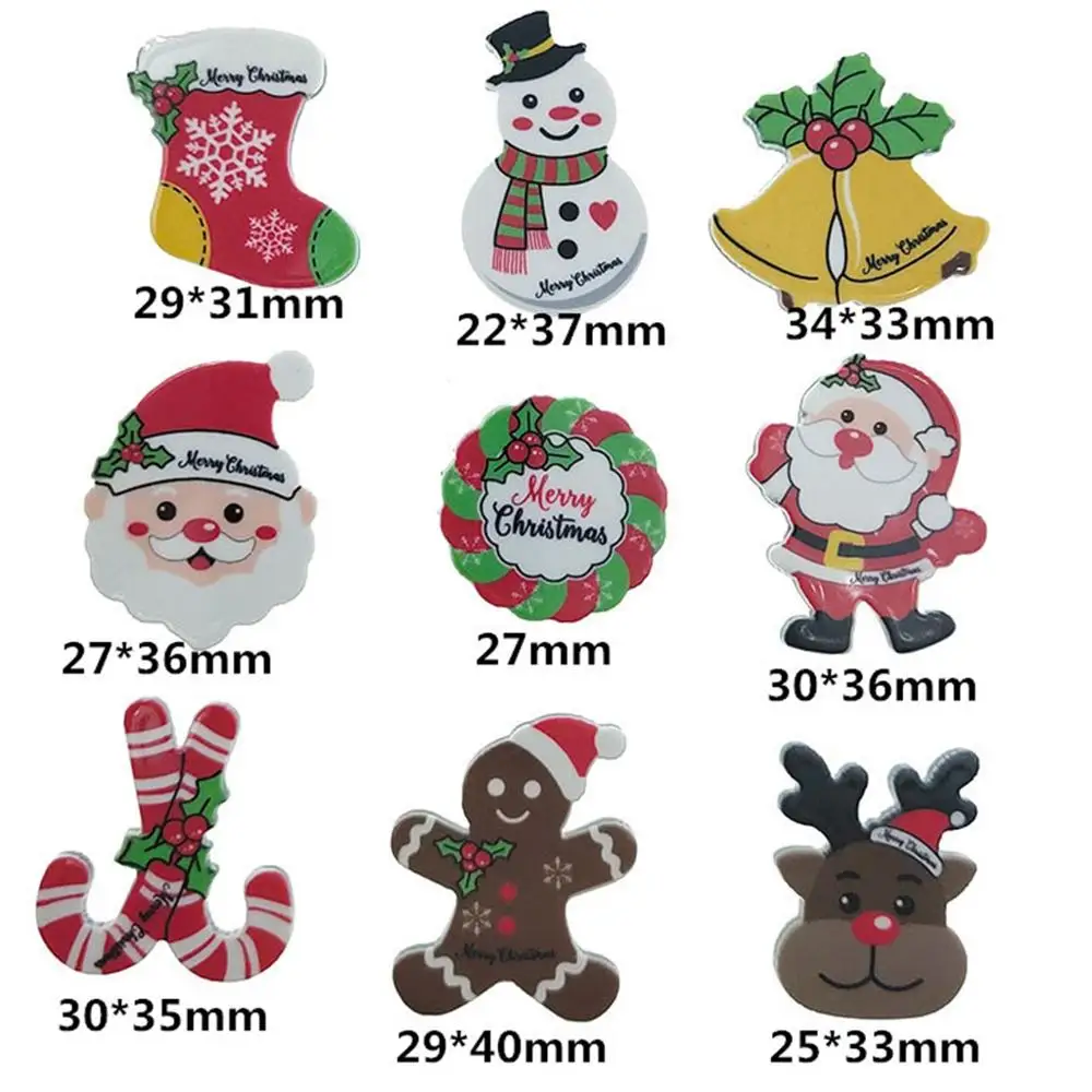 100pcs/lot Christmas design Acrylic spray painting planar resin diy decoration crafts phone hair accessories