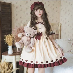Kawaii girl gothic Japanese sweet lolita dress vintage lace bowknot peter pan collar high waist victorian dress lolita op loli