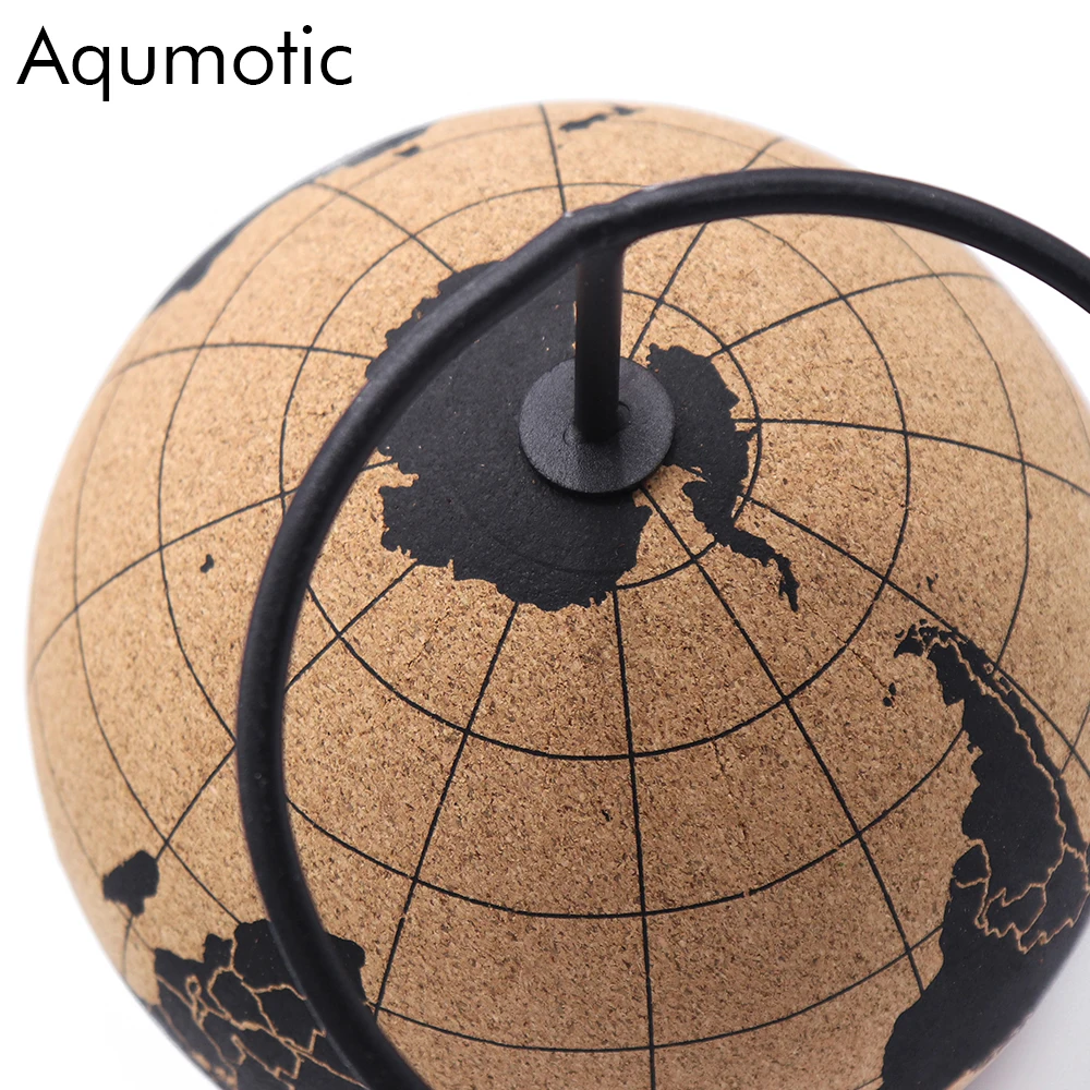 Aqumotic Cork Globe Holder Rubber Bark Unique Message Board Cork World Globes with Pins 3d Travel Ball Wine Coole Good Earth