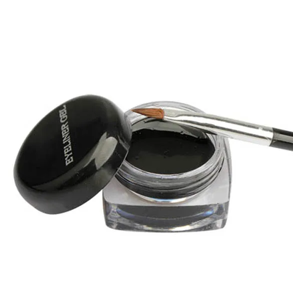 Newly 1x Cosmetic Eye Liner Makeup Black Waterproof Eyeliner Gel Cream With Brush CLA88