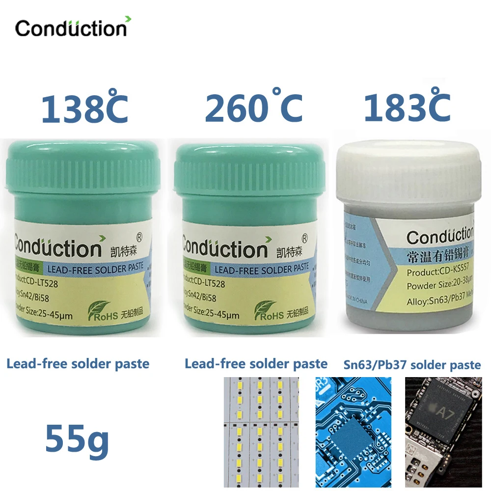 chumbo sem solda colar manutencao solda estanho protecao ambiental lata de lama cpu tin55g bga 138 183 260 graus 01